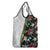 Hawaiian Tropical Flowers and Leaves Grocery Bag on Leopard Pattern Half Style White-Black Version - Polynesian Pride