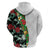 Hawaiian Tropical Flowers and Leaves Hoodie on Leopard Pattern Half Style White-Black Version - Polynesian Pride