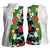 Hawaiian Tropical Flowers and Leaves Women Sleeveless Polo Shirt on Leopard Pattern Half Style White-Black Version - Polynesian Pride