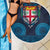 Fiji Coat of Arms Traditional Dashiki Beach Blanket Tapa Art and Palm Leaves Pattern Dark Navy Color - Polynesian Pride