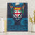 Fiji Coat of Arms Traditional Dashiki Canvas Wall Art Tapa Art and Palm Leaves Pattern Dark Navy Color - Polynesian Pride