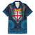 Fiji Coat of Arms Traditional Dashiki Family Matching Off Shoulder Maxi Dress and Hawaiian Shirt Tapa Art and Palm Leaves Pattern Dark Navy Color - Polynesian Pride