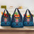 Fiji Coat of Arms Traditional Dashiki Grocery Bag Tapa Art and Palm Leaves Pattern Dark Navy Color - Polynesian Pride