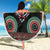 Fiji Coat of Arms Traditional Dashiki Beach Blanket Tapa Art and Palm Leaves Pattern Black Color - Polynesian Pride