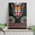 Fiji Coat of Arms Traditional Dashiki Canvas Wall Art Tapa Art and Palm Leaves Pattern Black Color - Polynesian Pride