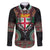 Fiji Coat of Arms Traditional Dashiki Family Matching Off Shoulder Maxi Dress and Hawaiian Shirt Tapa Art and Palm Leaves Pattern Black Color - Polynesian Pride