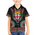 Fiji Coat of Arms Traditional Dashiki Family Matching Off Shoulder Maxi Dress and Hawaiian Shirt Tapa Art and Palm Leaves Pattern Black Color - Polynesian Pride