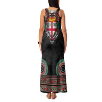 Fiji Coat of Arms Traditional Dashiki Family Matching Tank Maxi Dress and Hawaiian Shirt Tapa Art and Palm Leaves Pattern Black Color LT03 - Polynesian Pride