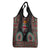 Fiji Coat of Arms Traditional Dashiki Grocery Bag Tapa Art and Palm Leaves Pattern Black Color - Polynesian Pride