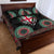 Fiji Coat of Arms Traditional Dashiki Quilt Bed Set Tapa Art and Palm Leaves Pattern Black Color - Polynesian Pride