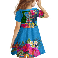 Malampa Fiji Day Kid Short Sleeve Dress Tropical Plants Mix Polynesian and Tapa Pattern LT03 - Polynesian Pride