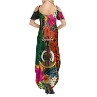 Penama Day Family Matching Summer Maxi Dress and Hawaiian Shirt 16th September Polynesian Pattern with Pacific Flower LT03 - Polynesian Pride