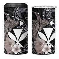 Hawaiian Whale and Kanaka Maoli Symbol 4 in 1 Can Cooler Tumbler Hibiscus with Hawaii Map and Polynesian Tattoo Grayscale Color LT03 One Size: 16 oz Black - Polynesian Pride