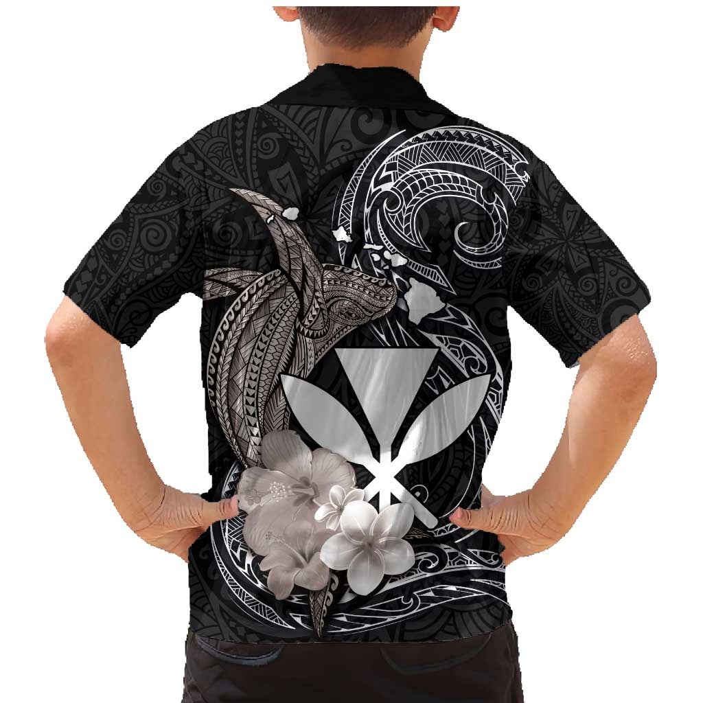 Hawaiian Whale and Kanaka Maoli Symbol Family Matching Mermaid Dress and Hawaiian Shirt Hibiscus with Hawaii Map and Polynesian Tattoo Grayscale Color LT03 - Polynesian Pride