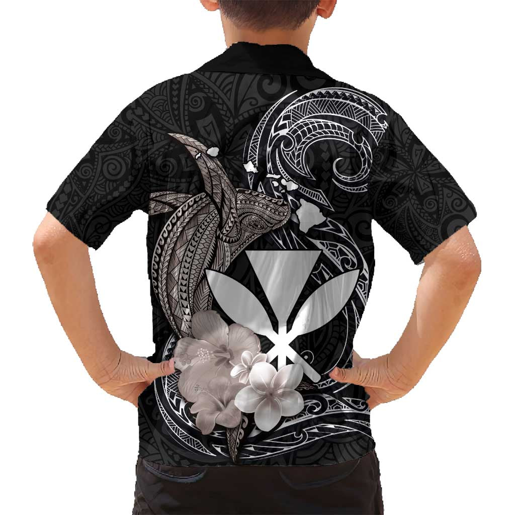 Hawaiian Whale and Kanaka Maoli Symbol Family Matching Summer Maxi Dress and Hawaiian Shirt Hibiscus with Hawaii Map and Polynesian Tattoo Grayscale Color LT03 - Polynesian Pride