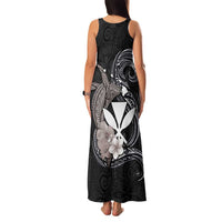 Hawaiian Whale and Kanaka Maoli Symbol Family Matching Tank Maxi Dress and Hawaiian Shirt Hibiscus with Hawaii Map and Polynesian Tattoo Grayscale Color LT03 - Polynesian Pride
