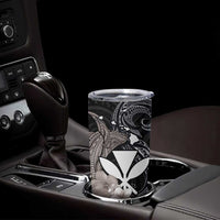 Hawaiian Whale and Kanaka Maoli Symbol Tumbler Cup Hibiscus with Hawaii Map and Polynesian Tattoo Grayscale Color LT03 - Polynesian Pride