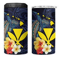 Hawaiian Whale and Kanaka Maoli Symbol 4 in 1 Can Cooler Tumbler Hibiscus with Hawaii Map and Polynesian Tattoo Deep Sea Color LT03 One Size: 16 oz Blue - Polynesian Pride