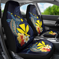 Hawaiian Whale and Kanaka Maoli Symbol Car Seat Cover Hibiscus with Hawaii Map and Polynesian Tattoo Deep Sea Color LT03 - Polynesian Pride