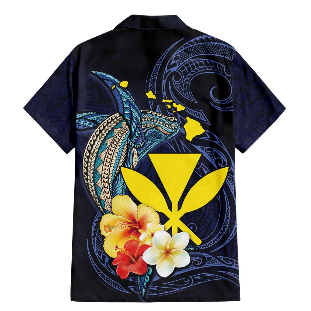 Hawaiian Whale and Kanaka Maoli Symbol Family Matching Mermaid Dress and Hawaiian Shirt Hibiscus with Hawaii Map and Polynesian Tattoo Deep Sea Color LT03 - Polynesian Pride
