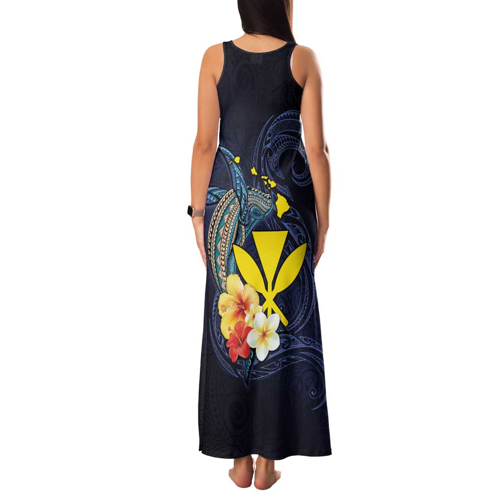 Hawaiian Whale and Kanaka Maoli Symbol Family Matching Tank Maxi Dress and Hawaiian Shirt Hibiscus with Hawaii Map and Polynesian Tattoo Deep Sea Color LT03 - Polynesian Pride
