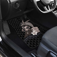 Hawaiian Whale and Volcanic Eruption Car Mats Hibiscus and Kakau Pattern Grayscale Color LT03 - Polynesian Pride