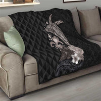 Hawaiian Whale and Volcanic Eruption Quilt Hibiscus and Kakau Pattern Grayscale Color LT03 - Polynesian Pride