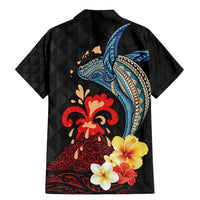 Hawaiian Whale and Volcanic Eruption Family Matching Mermaid Dress and Hawaiian Shirt Hibiscus and Kakau Pattern LT03 - Polynesian Pride