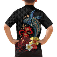 Hawaiian Whale and Volcanic Eruption Family Matching Summer Maxi Dress and Hawaiian Shirt Hibiscus and Kakau Pattern LT03 - Polynesian Pride