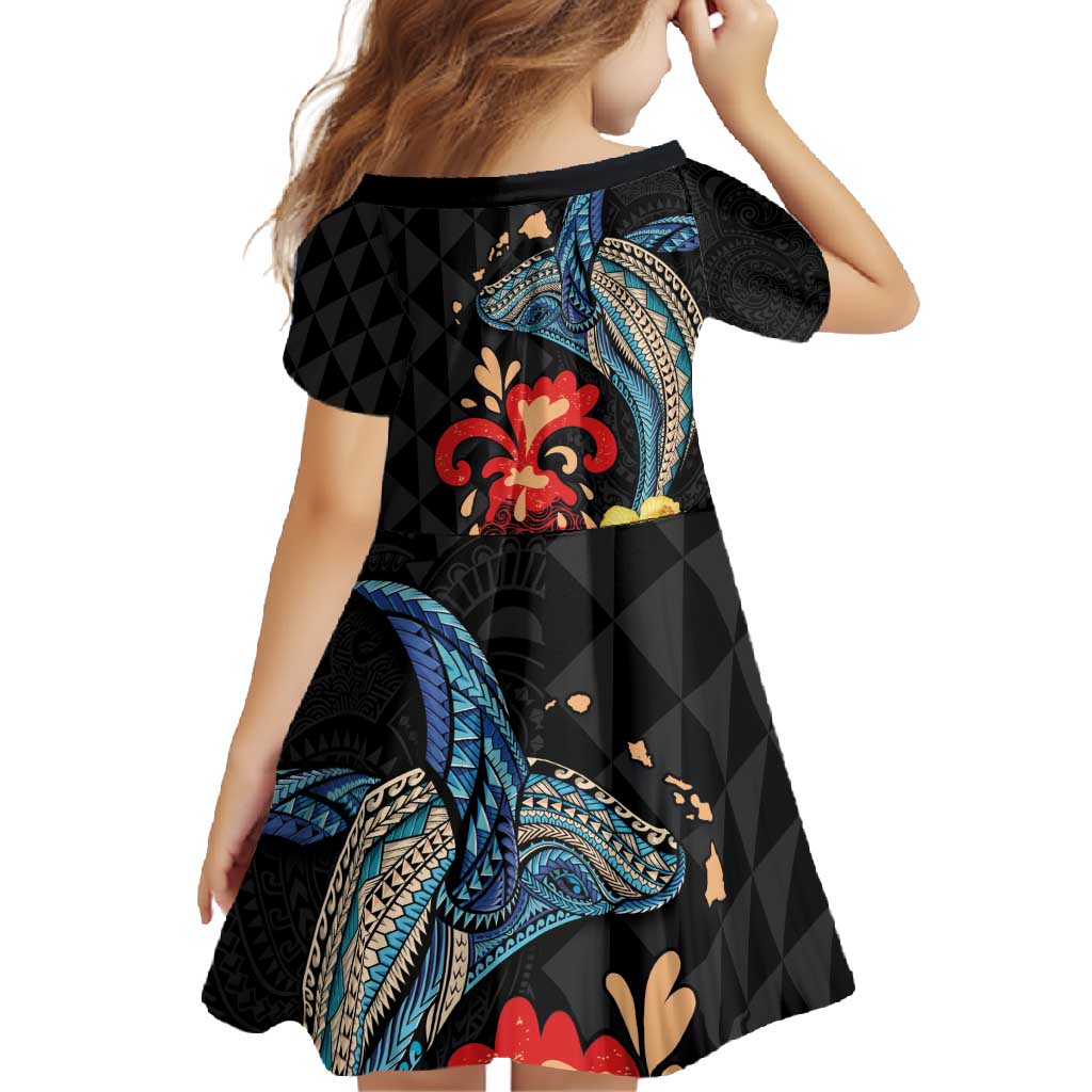 Hawaiian Whale and Volcanic Eruption Family Matching Summer Maxi Dress and Hawaiian Shirt Hibiscus and Kakau Pattern LT03 - Polynesian Pride