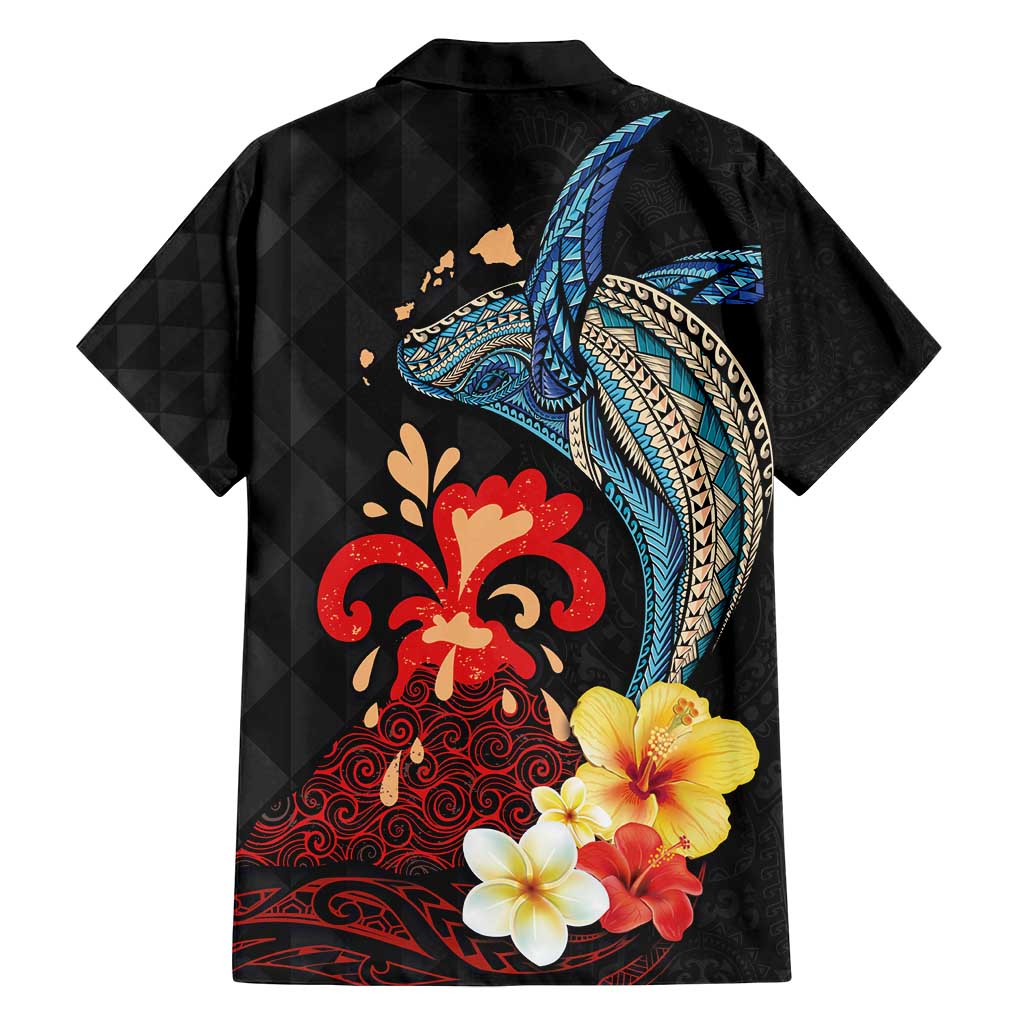 Hawaiian Whale and Volcanic Eruption Family Matching Summer Maxi Dress and Hawaiian Shirt Hibiscus and Kakau Pattern LT03 - Polynesian Pride
