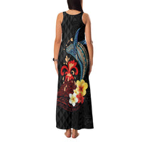 Hawaiian Whale and Volcanic Eruption Family Matching Tank Maxi Dress and Hawaiian Shirt Hibiscus and Kakau Pattern LT03 - Polynesian Pride