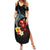 Hawaiian Whale and Volcanic Eruption Summer Maxi Dress Hibiscus and Kakau Pattern