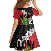 Hawaiian Halloween Family Matching Off Shoulder Maxi Dress and Hawaiian Shirt Horror Shaka Hand with Plumeria and Polynesian Tattoo Blood Color LT03 - Polynesian Pride