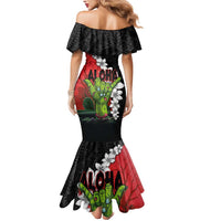 Hawaiian Halloween Mermaid Dress Horror Shaka Hand with Plumeria and Polynesian Tattoo Blood Color LT03 - Polynesian Pride