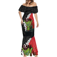 Hawaiian Halloween Mermaid Dress Horror Shaka Hand with Plumeria and Polynesian Tattoo Blood Color LT03 - Polynesian Pride