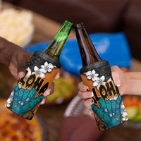 Hawaiian Halloween 4 in 1 Can Cooler Tumbler Horror Shaka Hand with Plumeria and Polynesian Tattoo Autumn Color LT03 - Polynesian Pride