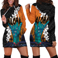 Hawaiian Halloween Hoodie Dress Horror Shaka Hand with Plumeria and Polynesian Tattoo Autumn Color LT03 - Polynesian Pride