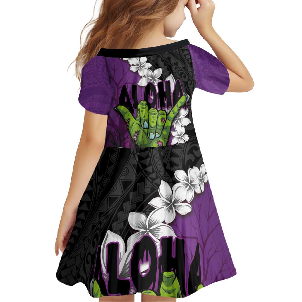 Hawaiian Halloween Family Matching Off Shoulder Maxi Dress and Hawaiian Shirt Horror Shaka Hand with Plumeria and Polynesian Tattoo Midnight Color LT03 - Polynesian Pride