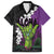Hawaiian Halloween Family Matching Puletasi and Hawaiian Shirt Horror Shaka Hand with Plumeria and Polynesian Tattoo Midnight Color