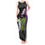 Hawaiian Halloween Tank Maxi Dress Horror Shaka Hand with Plumeria and Polynesian Tattoo Midnight Color