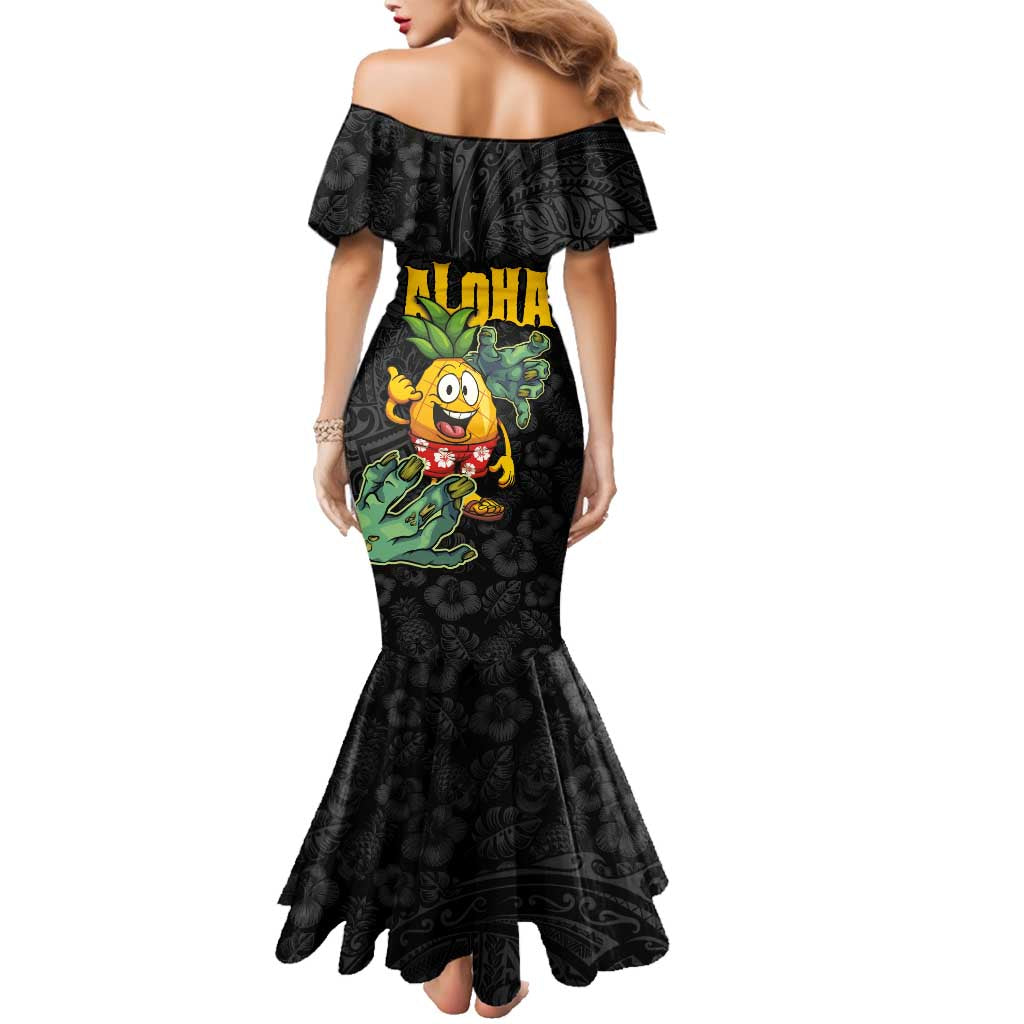 Hawaiian Halloween Family Matching Mermaid Dress and Hawaiian Shirt Aloha Pinapple with Mysterious Hands and Polynesian Tribal Tattoo LT03 - Polynesian Pride