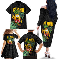Hawaiian Halloween Family Matching Off The Shoulder Long Sleeve Dress and Hawaiian Shirt Aloha Pinapple with Mysterious Hands and Polynesian Tribal Tattoo LT03 - Polynesian Pride