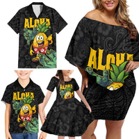 Hawaiian Halloween Family Matching Off Shoulder Short Dress and Hawaiian Shirt Aloha Pinapple with Mysterious Hands and Polynesian Tribal Tattoo LT03 - Polynesian Pride