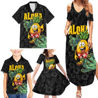 Hawaiian Halloween Family Matching Summer Maxi Dress and Hawaiian Shirt Aloha Pinapple with Mysterious Hands and Polynesian Tribal Tattoo LT03 - Polynesian Pride