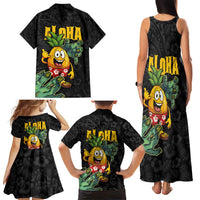 Hawaiian Halloween Family Matching Tank Maxi Dress and Hawaiian Shirt Aloha Pinapple with Mysterious Hands and Polynesian Tribal Tattoo LT03 - Polynesian Pride