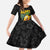 Hawaiian Halloween Kid Short Sleeve Dress Aloha Pinapple with Mysterious Hands and Polynesian Tribal Tattoo