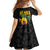 Hawaiian Halloween Kid Short Sleeve Dress Aloha Pinapple with Mysterious Hands and Polynesian Tribal Tattoo