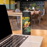 Hawaiian Halloween Skinny Tumbler Aloha Pinapple with Mysterious Hands and Polynesian Tribal Tattoo
