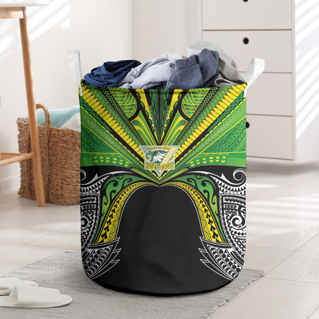 Cook Islands Rugby League Laundry Basket Polynesian and Tatau Tribal Art - Black Color LT03 Black - Polynesian Pride